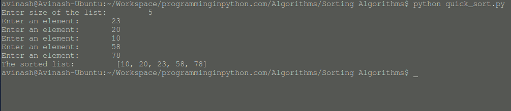 QuickSort Algorithm in Python
