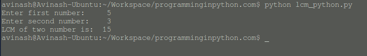 Python Program to find the LCM of two numbers