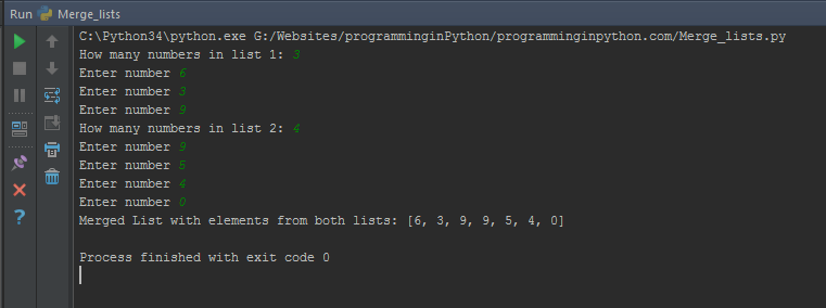 Python program to merge or concatenate lists