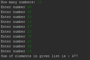 Python program to calculate the sum of elements in a list