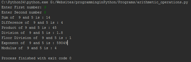 Arithmetic Operations in Python