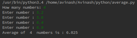 Python Program to find average of N numbers
