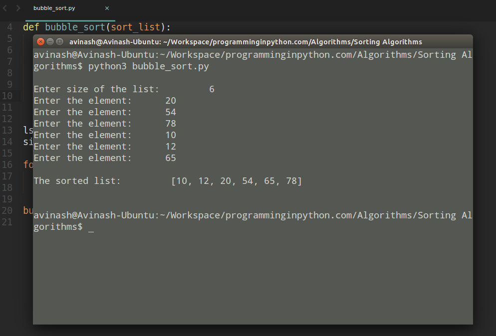 Bubble Sort Algorithm in Python