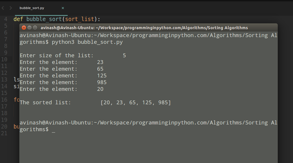 Bubble Sort Algorithm in Python