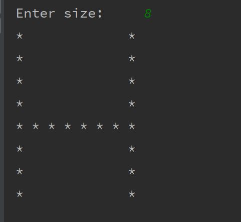 Python Program to print pattern of Letter H