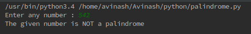 Python program to check whether a number is Palindrome