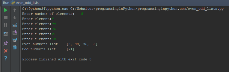 Python Program to separate even and odd numbers in a list.