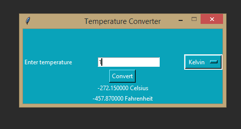 How to create a temperature converter app in python GUI using TKInter